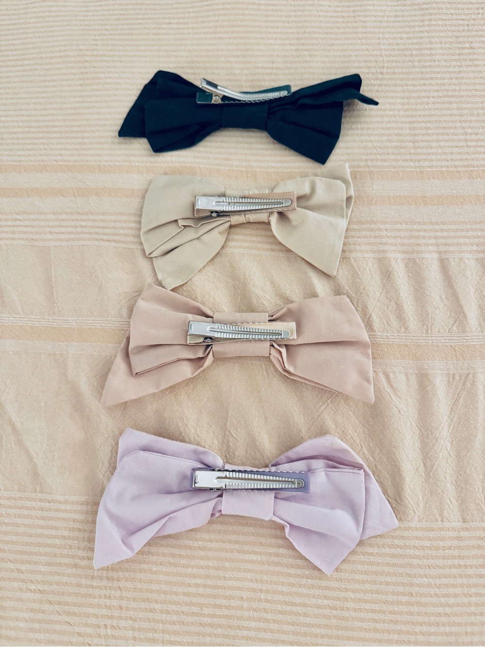 Hand Made Ribbon Hair Clips - Dark Green, Beige, Pink, Lavender - Picture 2 of 2